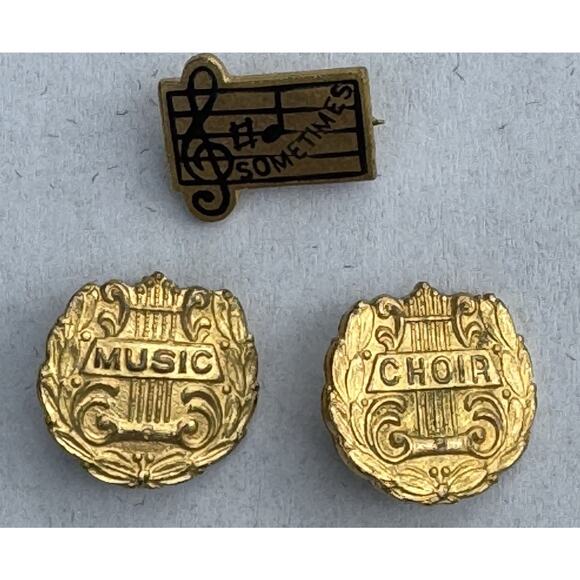 Vintage Music Band Choir High School Award Achievement Lapel Pins Lot of 3 - Picture 1 of 7